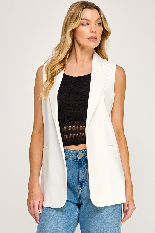 Chaleco largo blanco