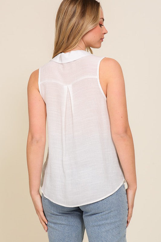 Blusa cuello v con botones_blanco