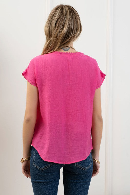 Blusa bordada manga corta