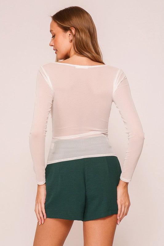 Blusa mesh manga larga