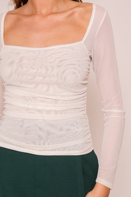 Blusa mesh manga larga