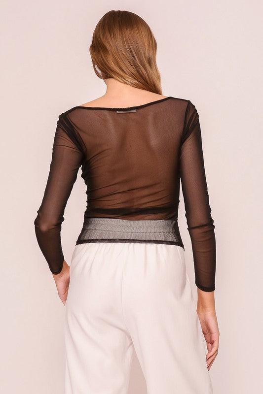 Blusa mesh manga larga