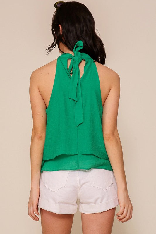 blusa Halter anaranjada / verde