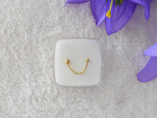 Broquel cadena bola, oro 10k