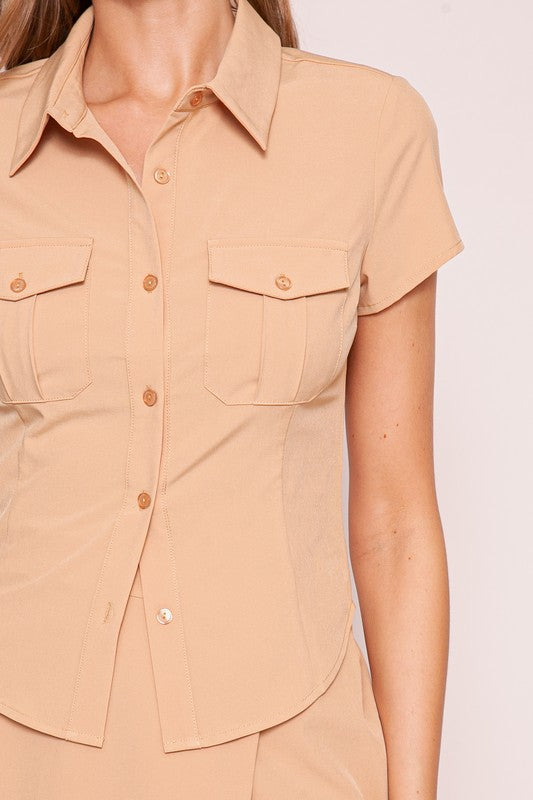 Camisa manga corta kaki