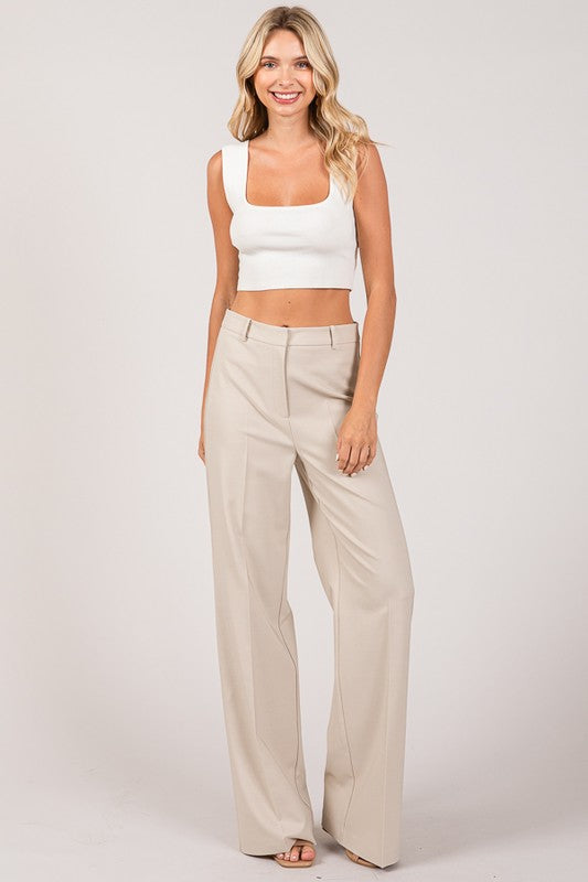 Pantalon wide leg beige