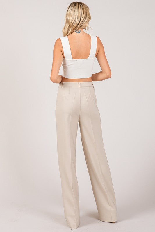 Pantalon wide leg natural