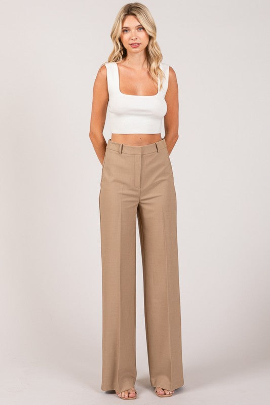 Pantalon wide leg bronceado