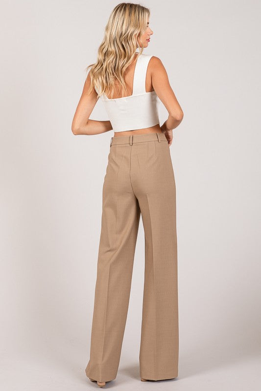 Pantalon wide leg natural