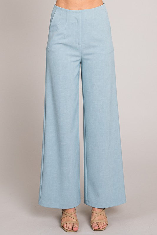 Pantalón wide leg verde olivo & azul claro