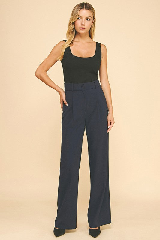 Pantalón con pinzas, Azul Marino