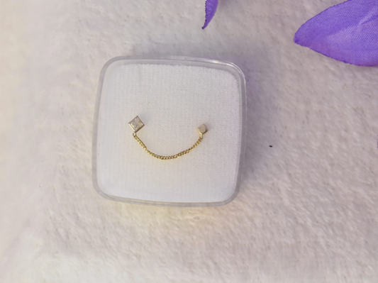 Broquel cadena cuadro, oro 10k