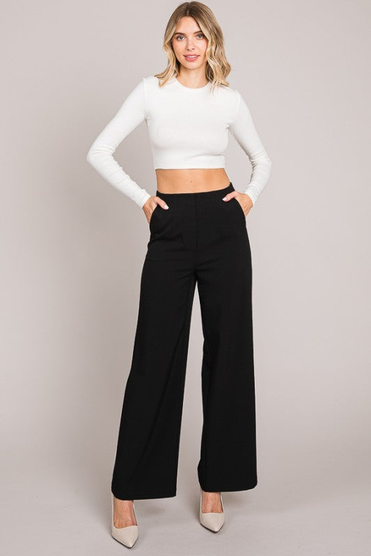 Pantalon wide leg negro con tiro alto