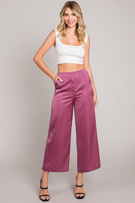 Pantalón corto satinado, berry