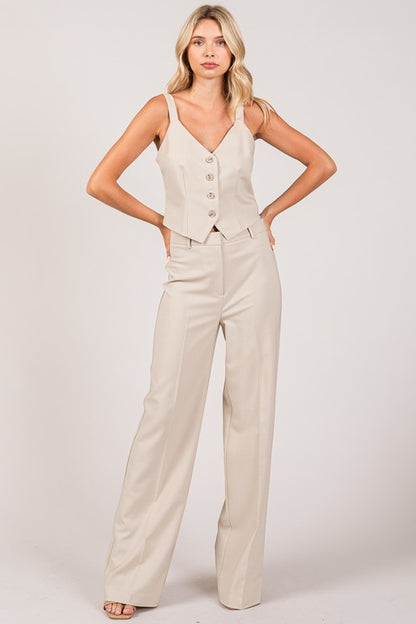 Pantalon wide leg natural