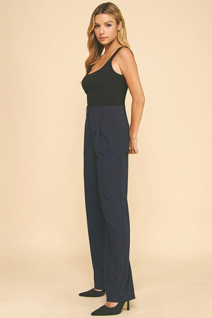 Pantalón con pinzas, Azul Marino
