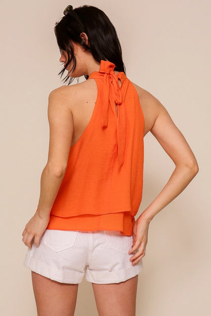 blusa Halter anaranjada / verde