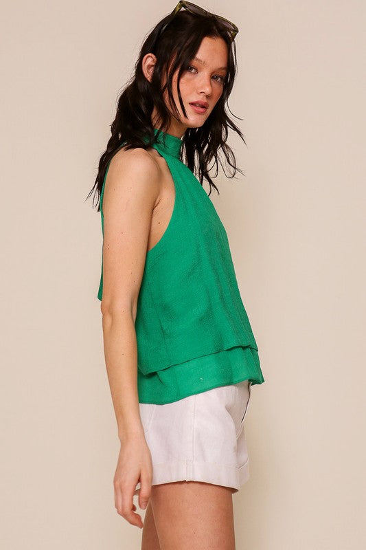 blusa Halter anaranjada / verde