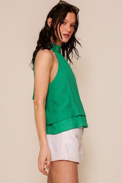 blusa Halter anaranjada / verde