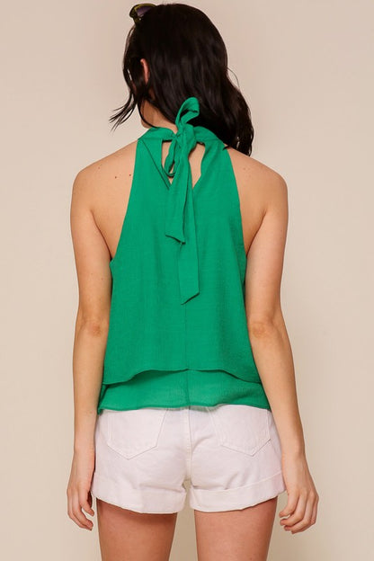 blusa Halter anaranjada / verde