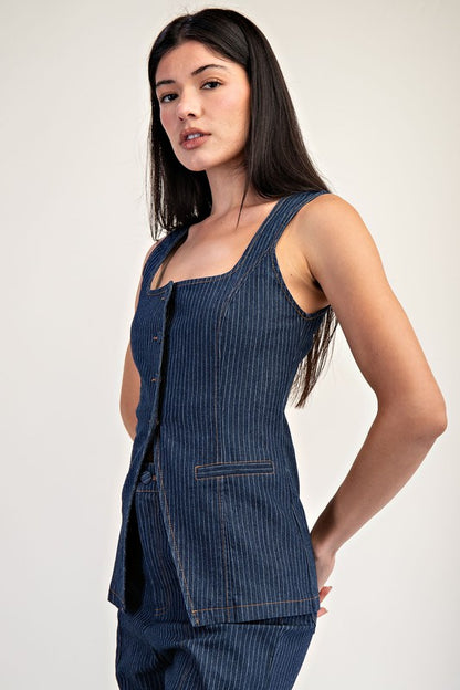 CHALECO A RAYAS DE MEZCLILLA, LUAR BOUTIQUE MX 2