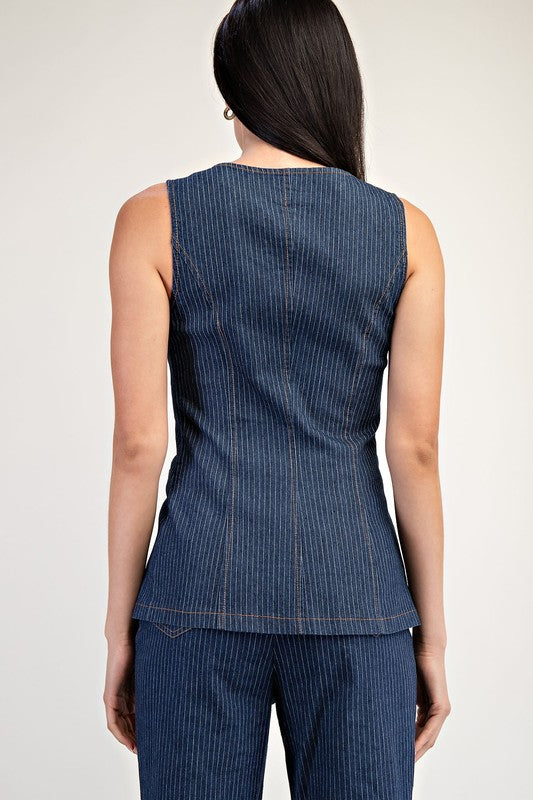 CHALECO A RAYAS DE MEZCLILLA, LUAR BOUTIQUE MX 3