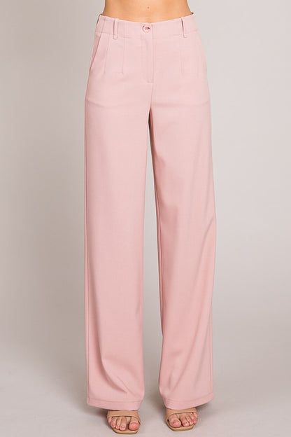 Pantalon wide leg con boton