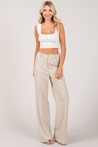 Pantalon wide leg natural