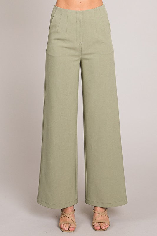 Pantalón wide leg verde olivo & azul claro