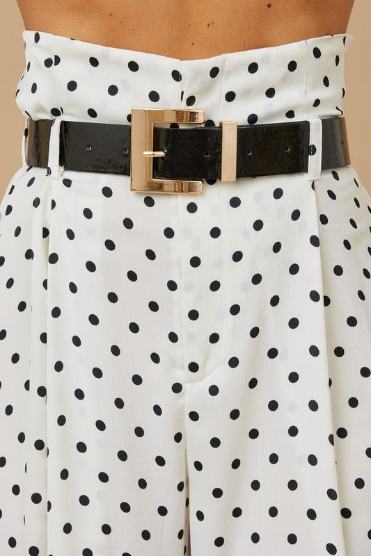Pantalón wide leg con estampado de puntos