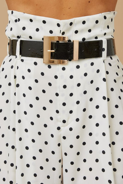 Pantalón wide leg con estampado de puntos