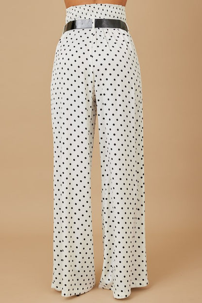 Pantalón wide leg con estampado de puntos