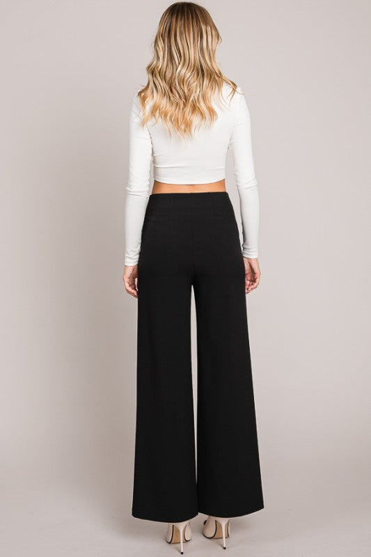 Pantalon wide leg negro con tiro alto