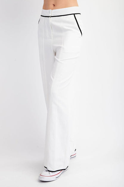 Pantalón lino con contraste negro