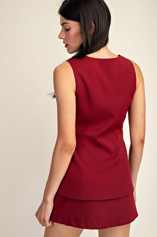 Vestido formal saco y falda color tinto, luar boutique mx 3